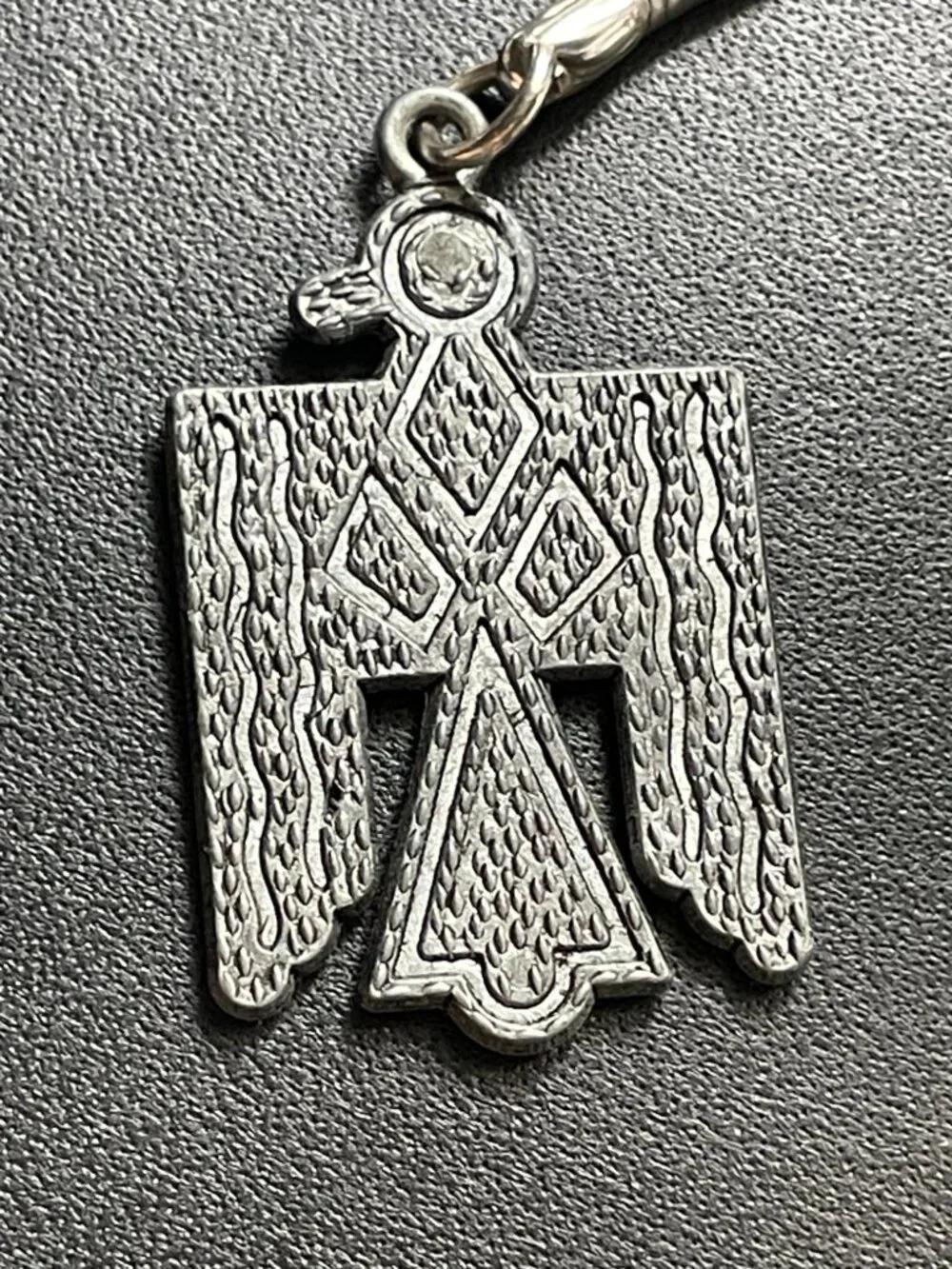 Vintage Silver Tone Southwestern Thunderbird Keychain Flexible Snake Chain